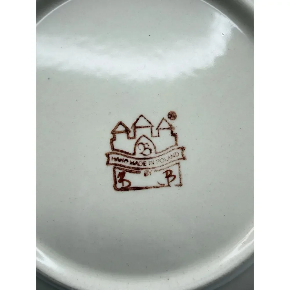 Boleslawiec Polish Pottery Mosquito Peacock Blue Dessert Salad Plate 7.5” Poland
